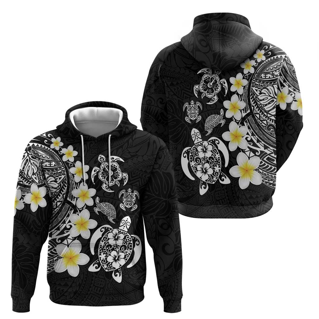 Hawaiian Plumeria Turtles Zip Hoodie Polynesian Art Tattoo