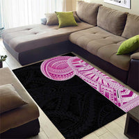 Samoan Art Tattoo Polynesian Pattern Area Rug Pink Out Color