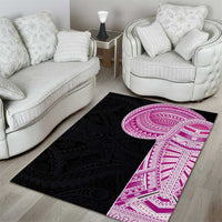 Samoan Art Tattoo Polynesian Pattern Area Rug Pink Out Color