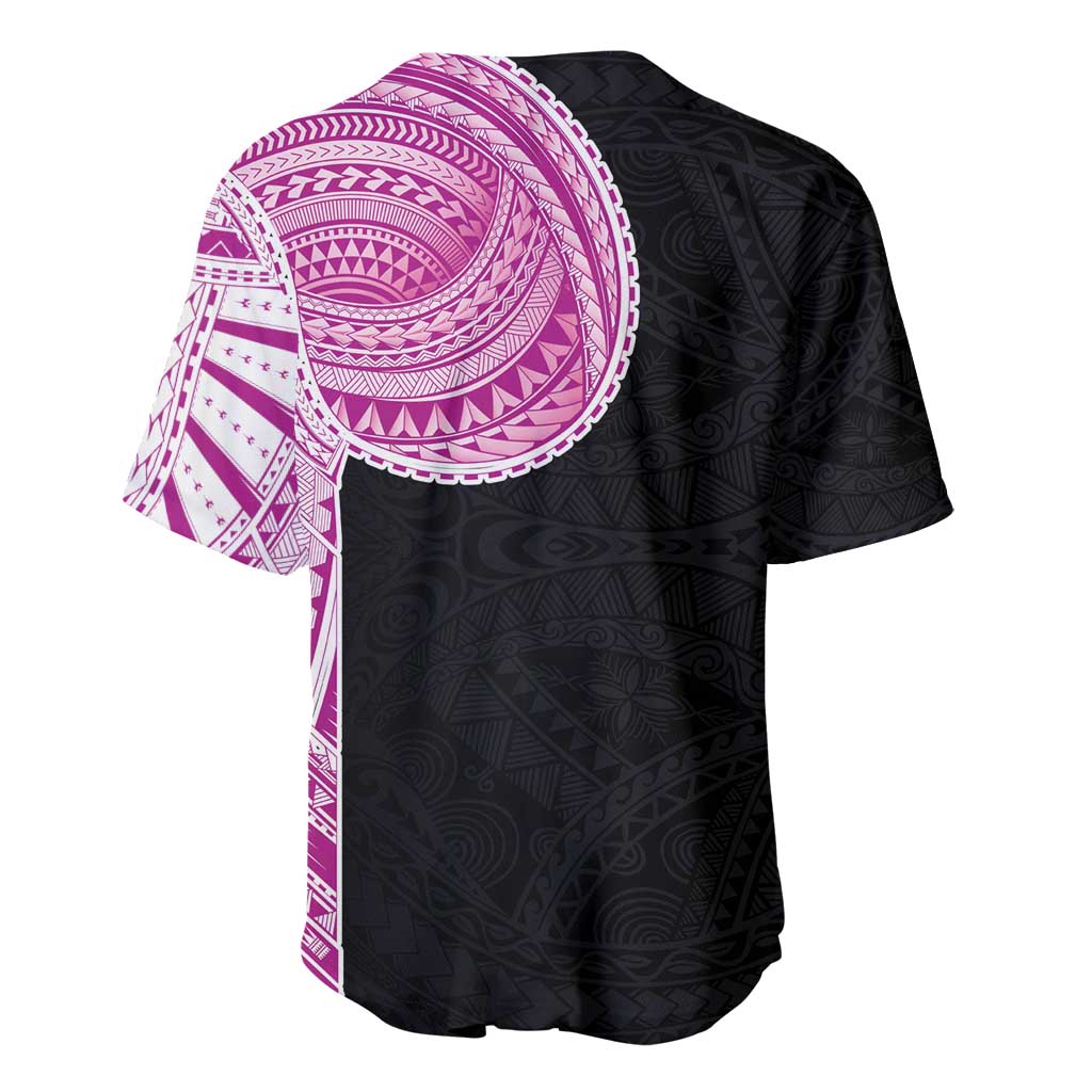 Samoan Art Tattoo Polynesian Pattern Baseball Jersey Pink Out Color