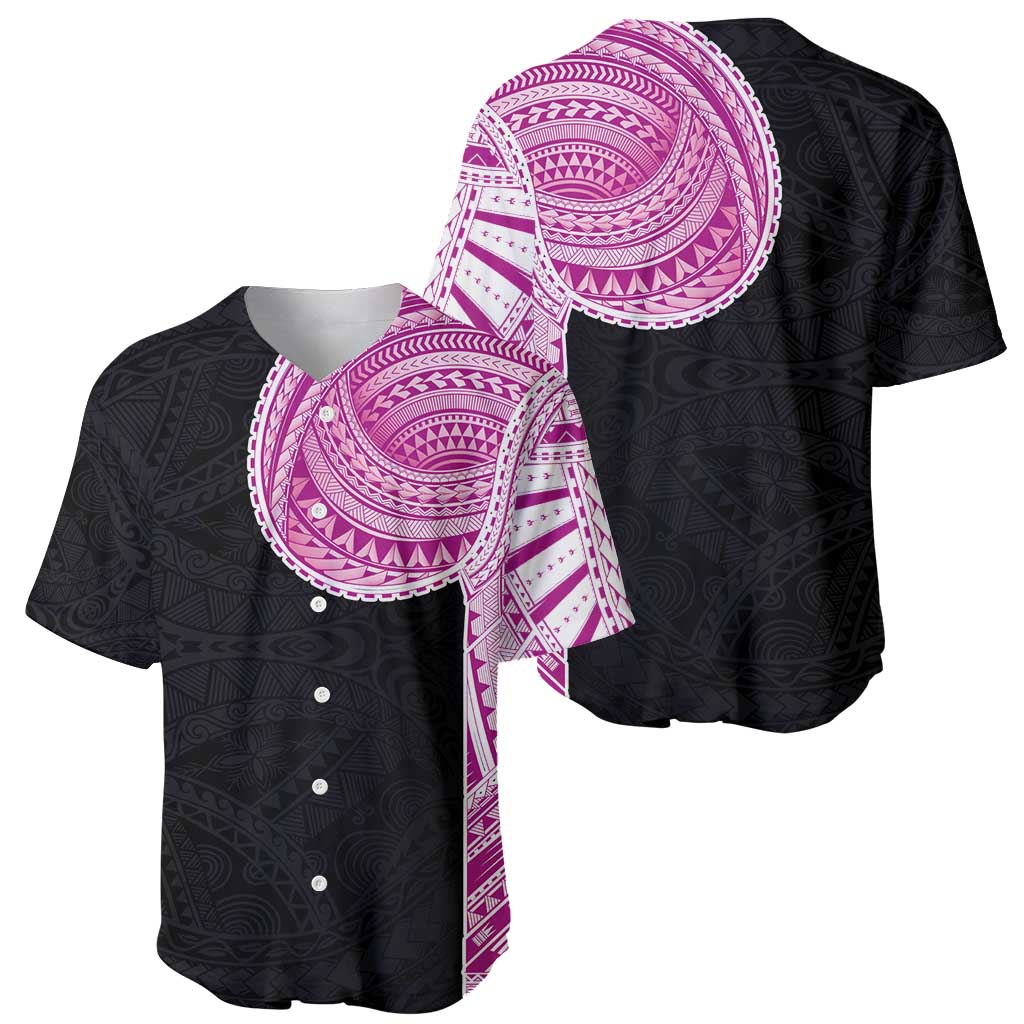 Samoan Art Tattoo Polynesian Pattern Baseball Jersey Pink Out Color