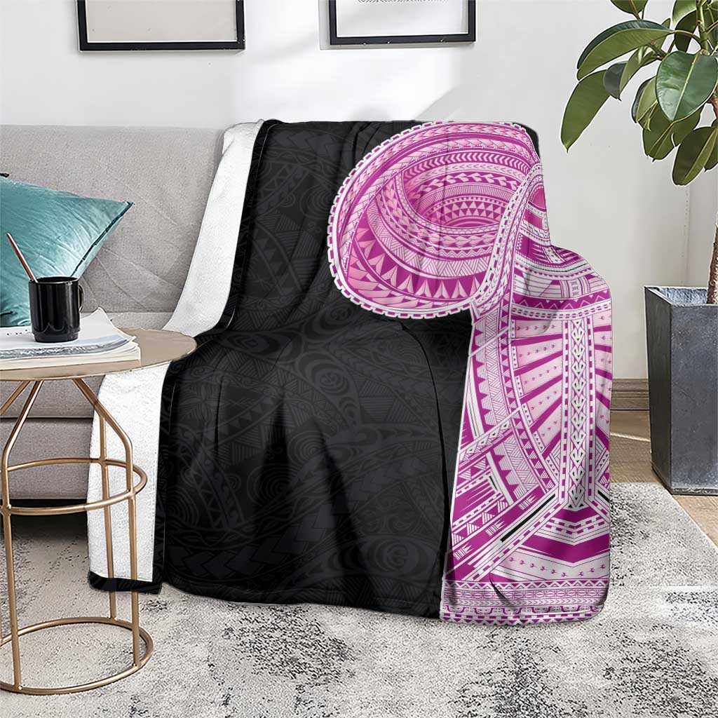 Samoan Art Tattoo Polynesian Pattern Blanket Pink Out Color