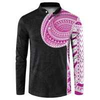 Samoan Art Tattoo Polynesian Pattern Button Sweatshirt Pink Out Color