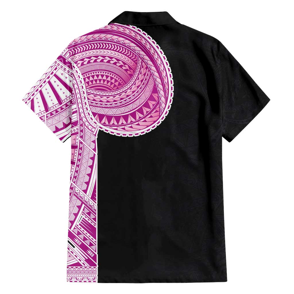 Samoan Art Tattoo Polynesian Pattern Family Matching Tank Maxi Dress and Hawaiian Shirt Pink Out Color