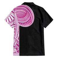 Samoan Art Tattoo Polynesian Pattern Family Matching Tank Maxi Dress and Hawaiian Shirt Pink Out Color