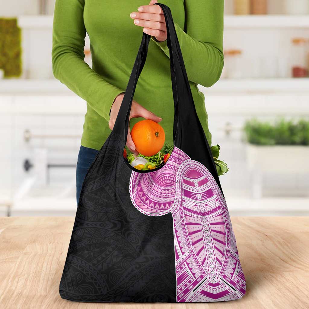 Samoan Art Tattoo Polynesian Pattern Grocery Bag Pink Out Color