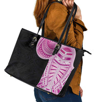 Samoan Art Tattoo Polynesian Pattern Leather Tote Bag Pink Out Color