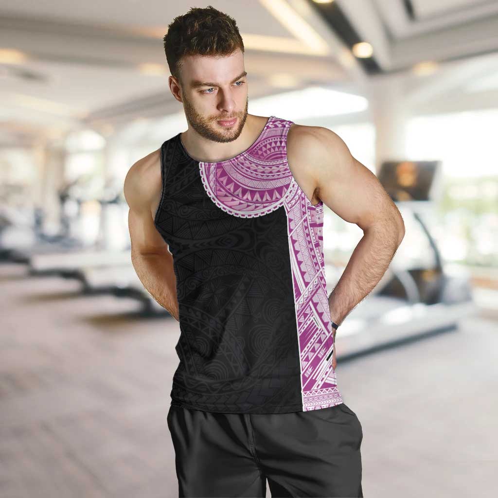 Samoan Art Tattoo Polynesian Pattern Men Tank Top Pink Out Color