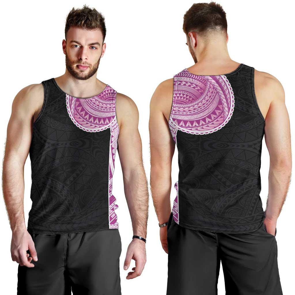 Samoan Art Tattoo Polynesian Pattern Men Tank Top Pink Out Color