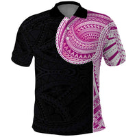 Samoan Art Tattoo Polynesian Pattern Polo Shirt Pink Out Color