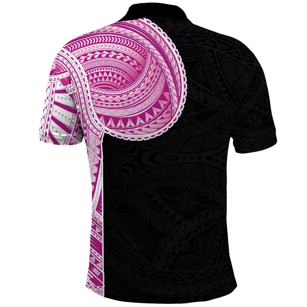 Samoan Art Tattoo Polynesian Pattern Polo Shirt Pink Out Color