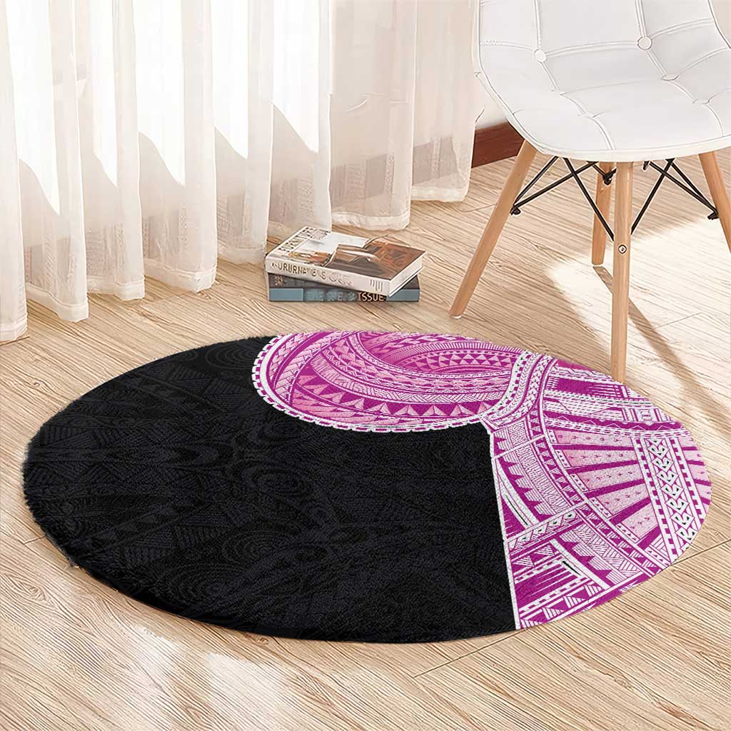 Samoan Art Tattoo Polynesian Pattern Round Carpet Pink Out Color