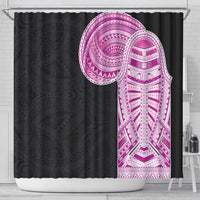Samoan Art Tattoo Polynesian Pattern Shower Curtain Pink Out Color