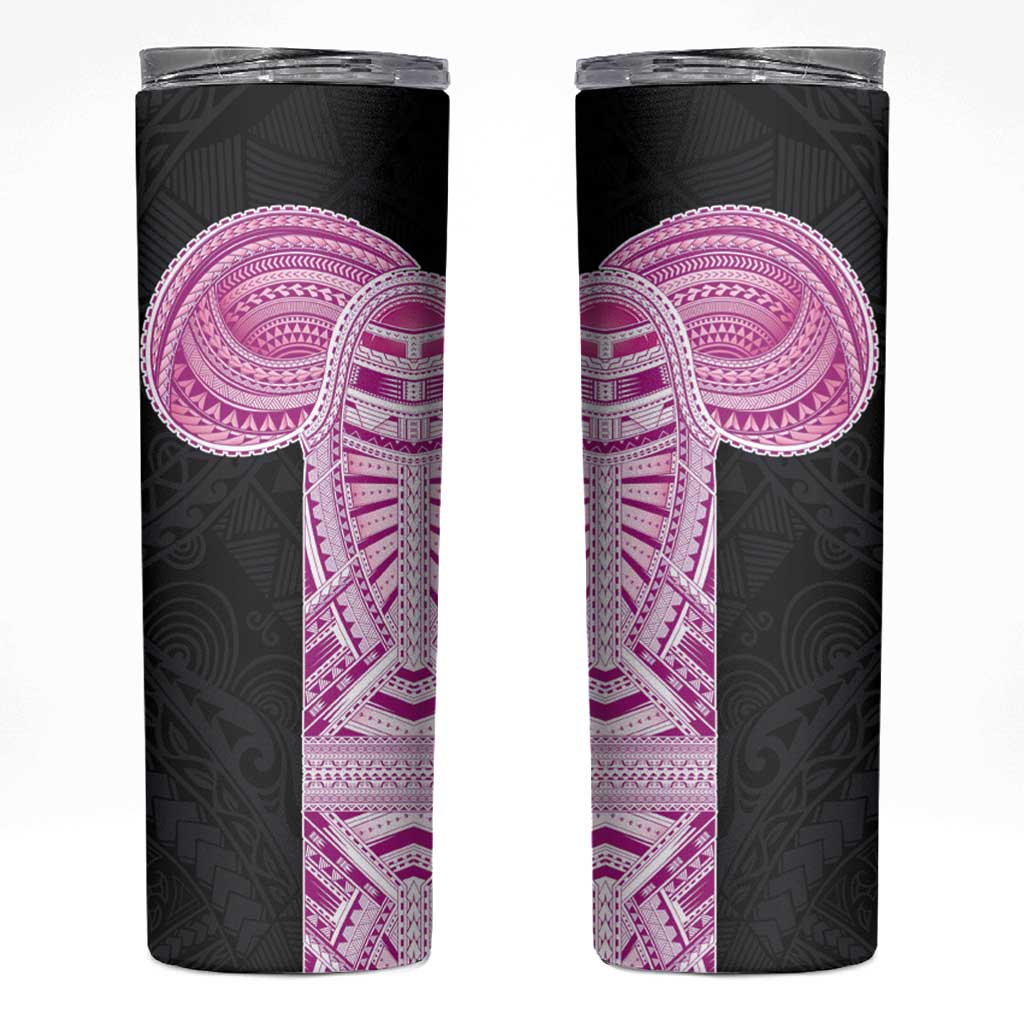 Samoan Art Tattoo Polynesian Pattern Skinny Tumbler Pink Out Color