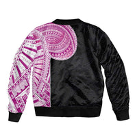 Samoan Art Tattoo Polynesian Pattern Sleeve Zip Bomber Jacket Pink Out Color