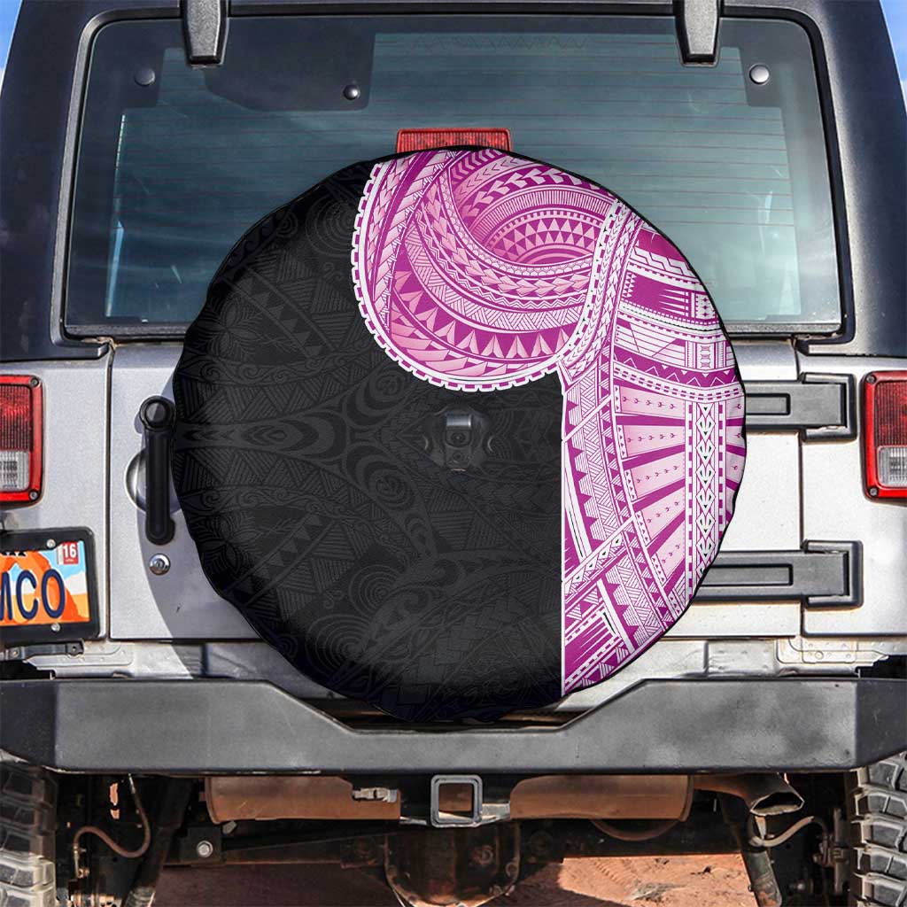Samoan Art Tattoo Polynesian Pattern Spare Tire Cover Pink Out Color