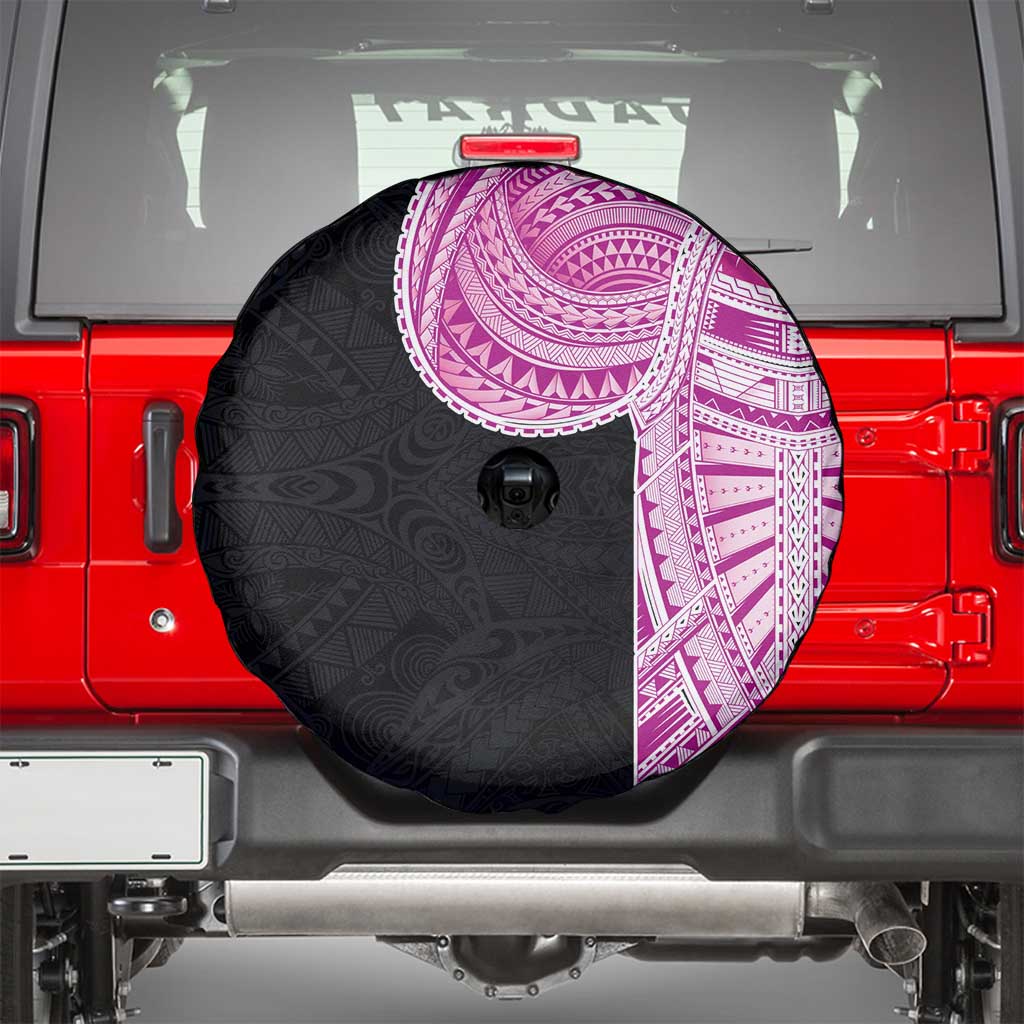 Samoan Art Tattoo Polynesian Pattern Spare Tire Cover Pink Out Color