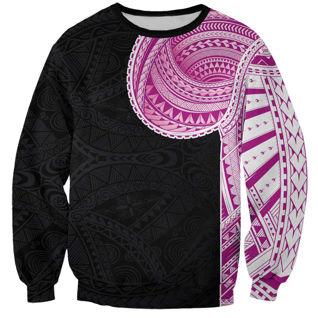 Samoan Art Tattoo Polynesian Pattern Sweatshirt Pink Out Color