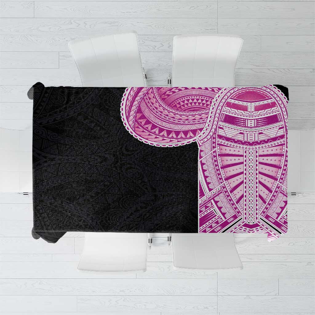 Samoan Art Tattoo Polynesian Pattern Tablecloth Pink Out Color