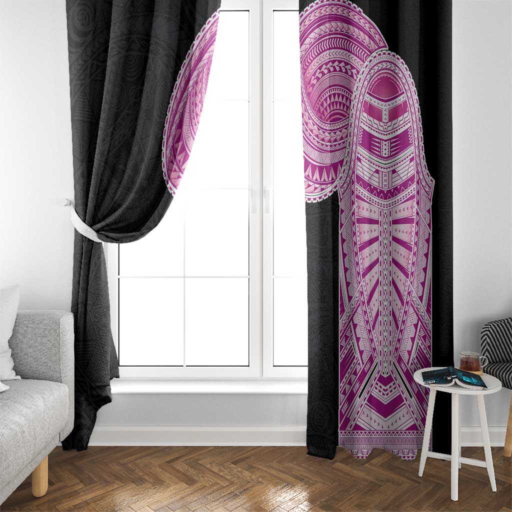 Samoan Art Tattoo Polynesian Pattern Window Curtain Pink Out Color