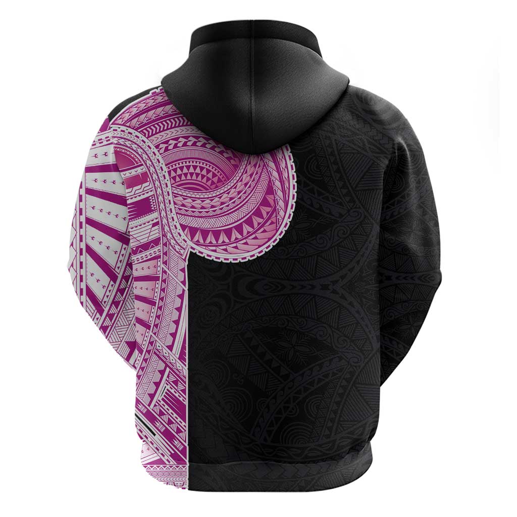 Samoan Art Tattoo Polynesian Pattern Zip Hoodie Pink Out Color