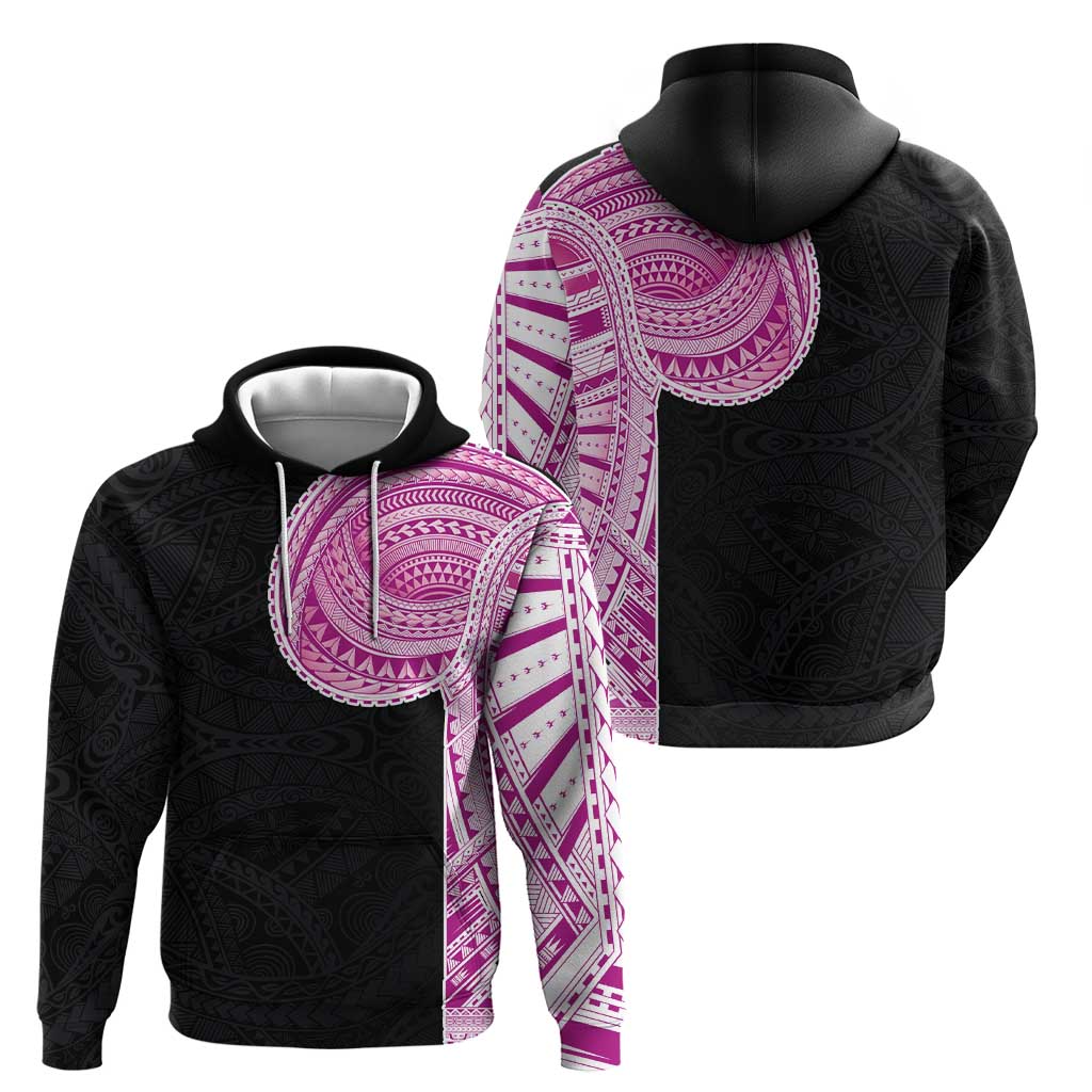 Samoan Art Tattoo Polynesian Pattern Zip Hoodie Pink Out Color