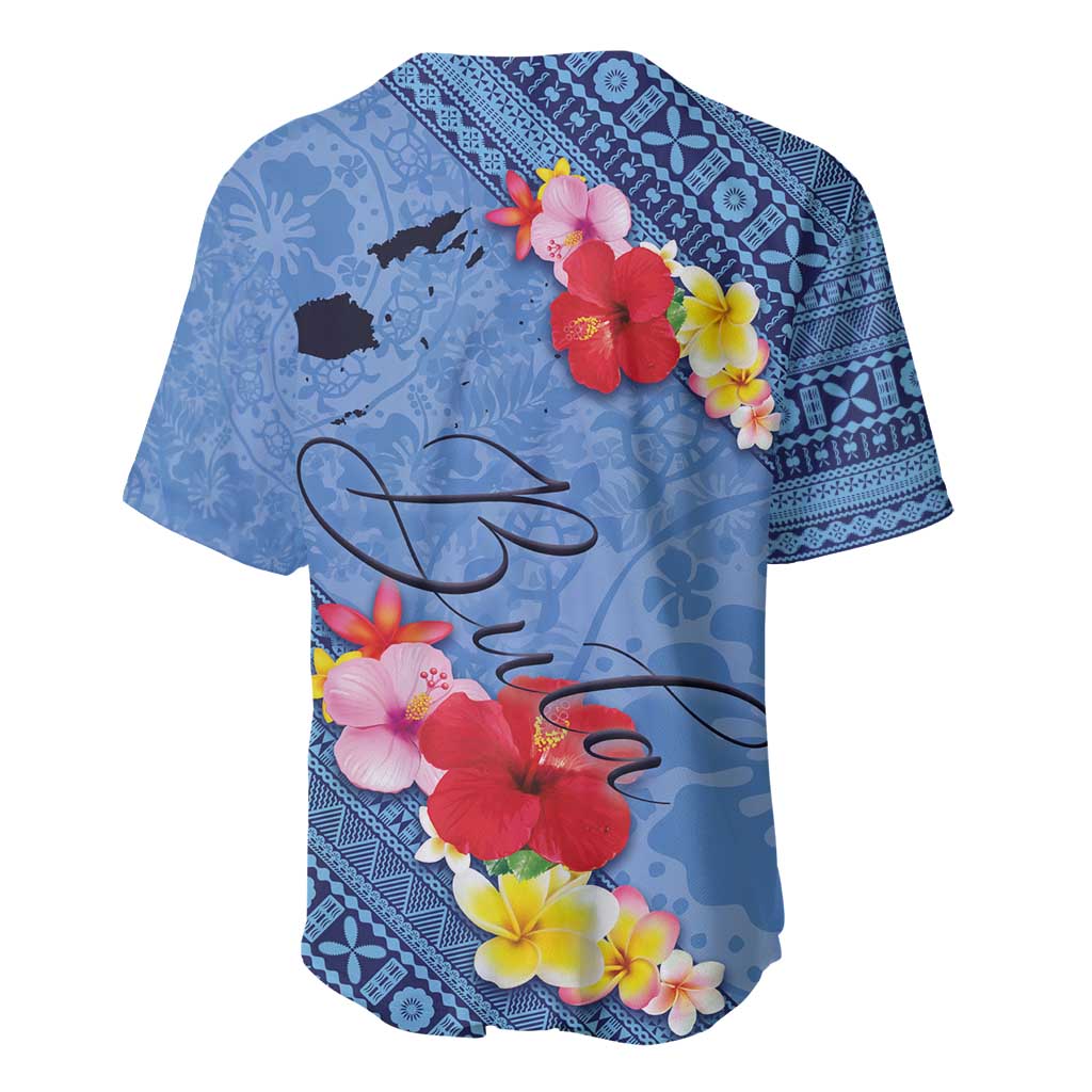 Bula Fiji Hibiscus and Plumeria Flowers Baseball Jersey Tapa Tattoo Polynesian Pattern