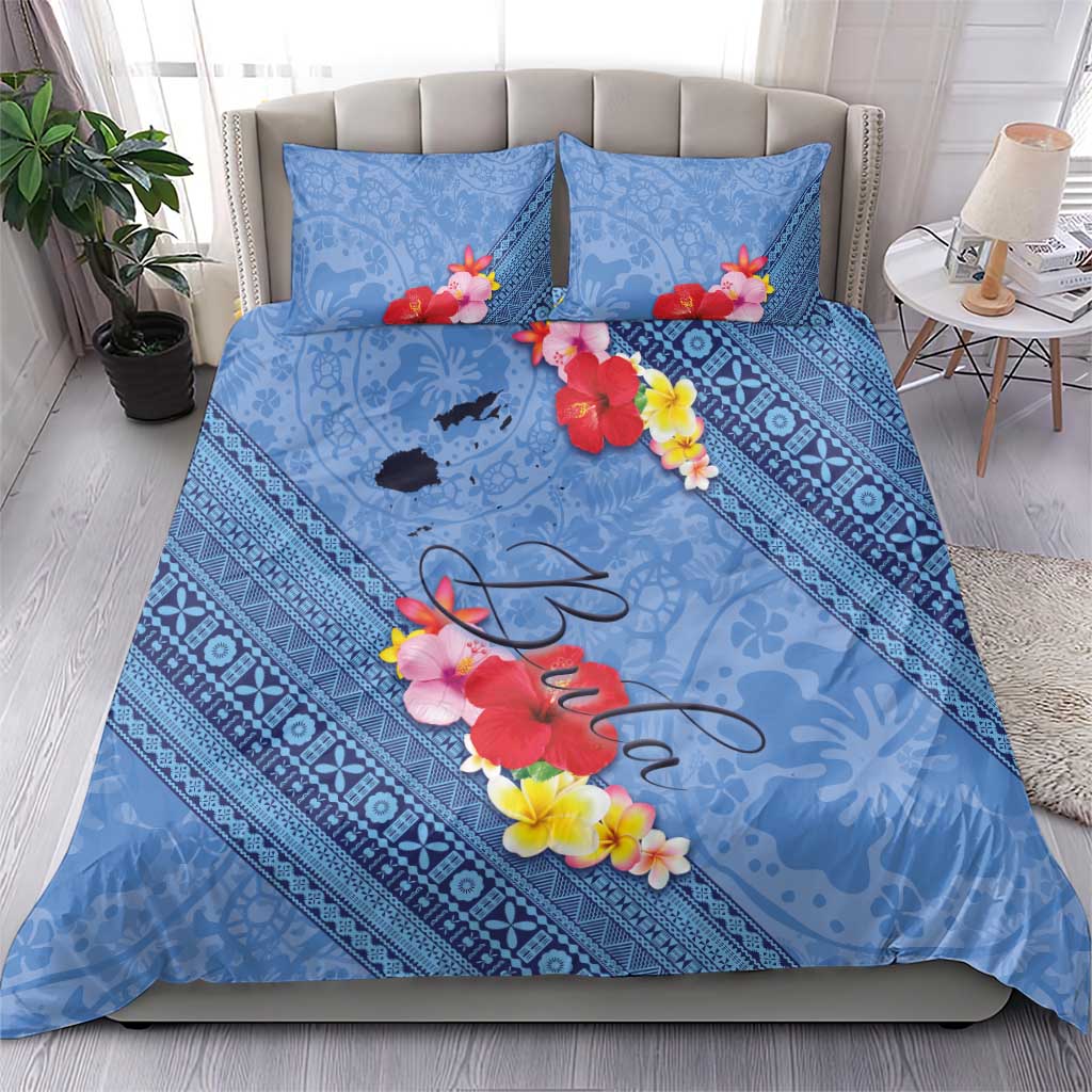 Bula Fiji Hibiscus and Plumeria Flowers Bedding Set Tapa Tattoo Polynesian Pattern LT03 - Polynesian Pride