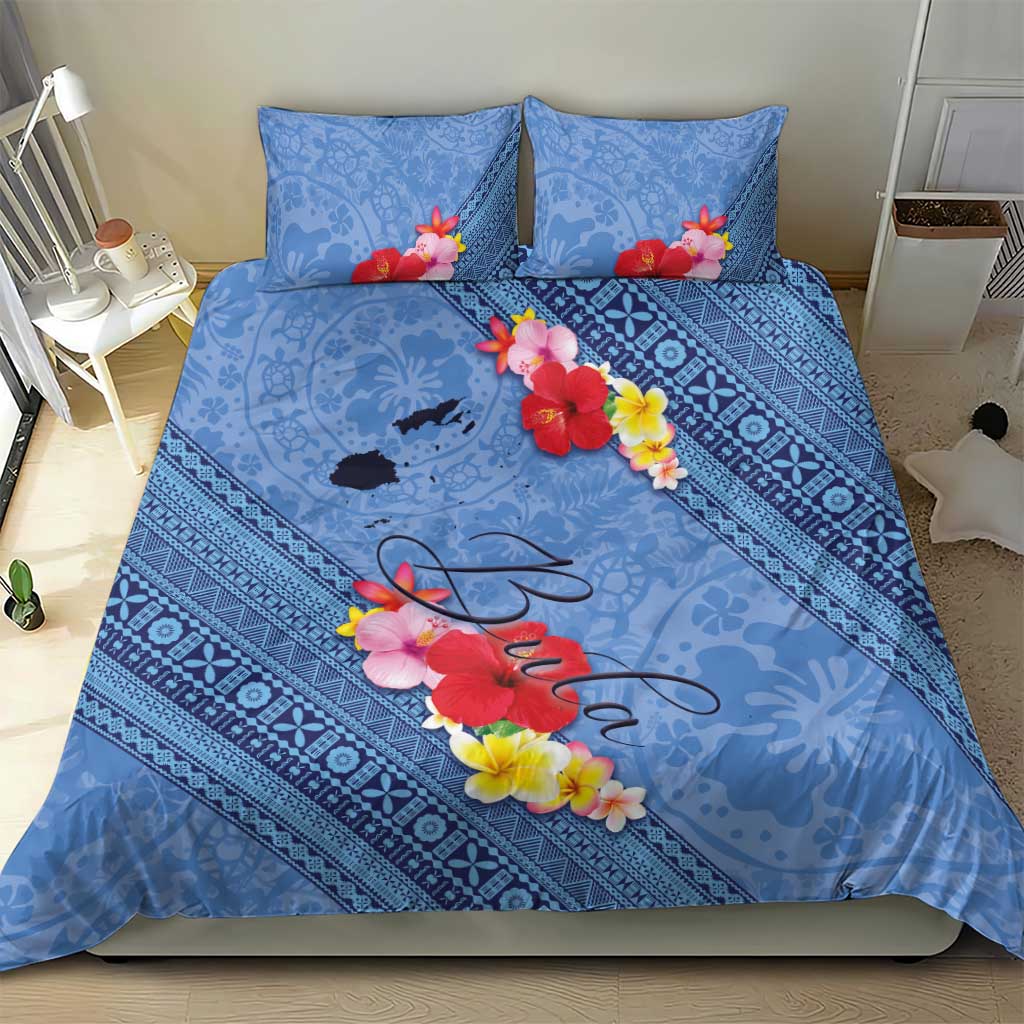 Bula Fiji Hibiscus and Plumeria Flowers Bedding Set Tapa Tattoo Polynesian Pattern LT03 - Polynesian Pride