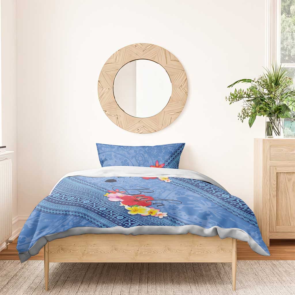 Bula Fiji Hibiscus and Plumeria Flowers Bedding Set Tapa Tattoo Polynesian Pattern LT03 - Polynesian Pride