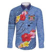 Bula Fiji Hibiscus and Plumeria Flowers Family Matching Long Sleeve Bodycon Dress and Hawaiian Shirt Tapa Tattoo Polynesian Pattern