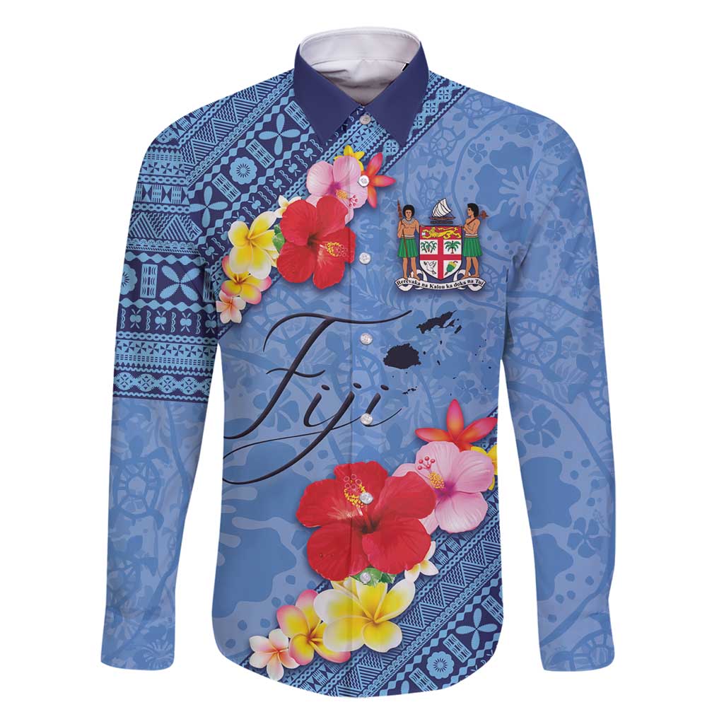 Bula Fiji Hibiscus and Plumeria Flowers Family Matching Off Shoulder Maxi Dress and Hawaiian Shirt Tapa Tattoo Polynesian Pattern