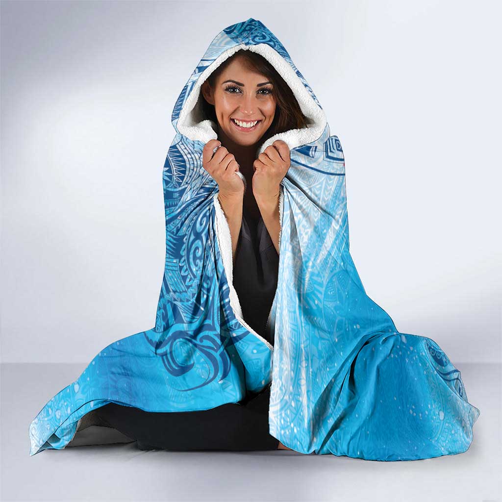 Hawaii Sea Turtle and Tropical Flowers Hooded Blanket Polynesian Tattoo Undersea Vibe LT03 - Polynesian Pride