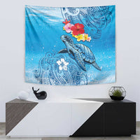 Hawaii Sea Turtle and Tropical Flowers Tapestry Polynesian Tattoo Undersea Vibe LT03 - Polynesian Pride