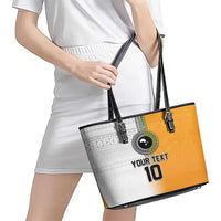 Custom Fiji and Australia Rugby Leather Tote Bag Aboriginal and Fijian Masi Pattern