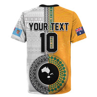 Custom Fiji and Australia Rugby Rugby Jersey Aboriginal and Fijian Masi Pattern