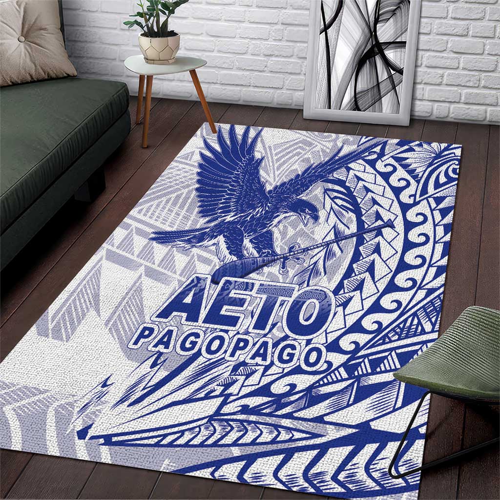Samoa Pago Pago Aeto Area Rug Wingstyle Blue-White Color - Polynesian Pride