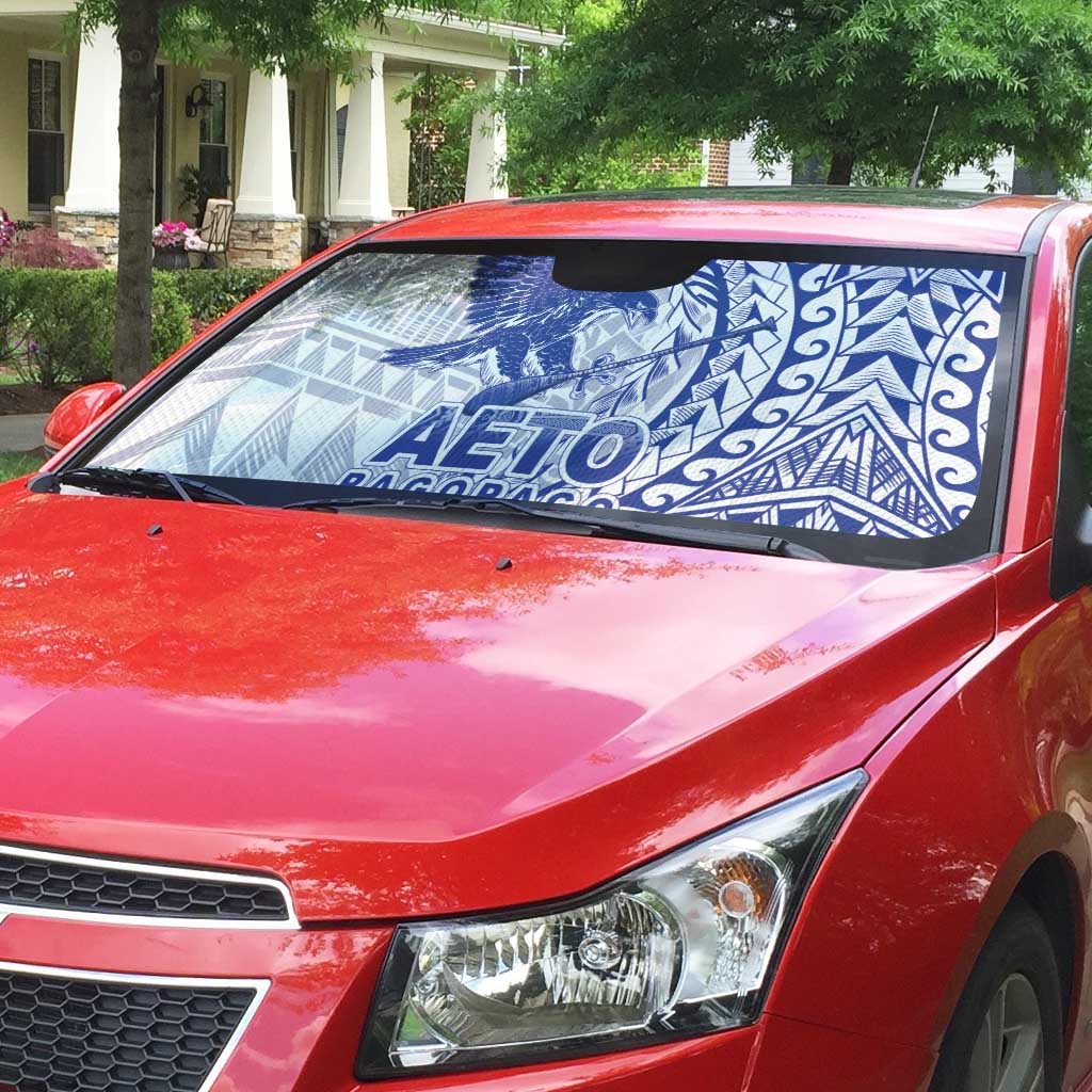 Samoa Pago Pago Aeto Auto Sun Shade Wingstyle Blue-White Color - Polynesian Pride