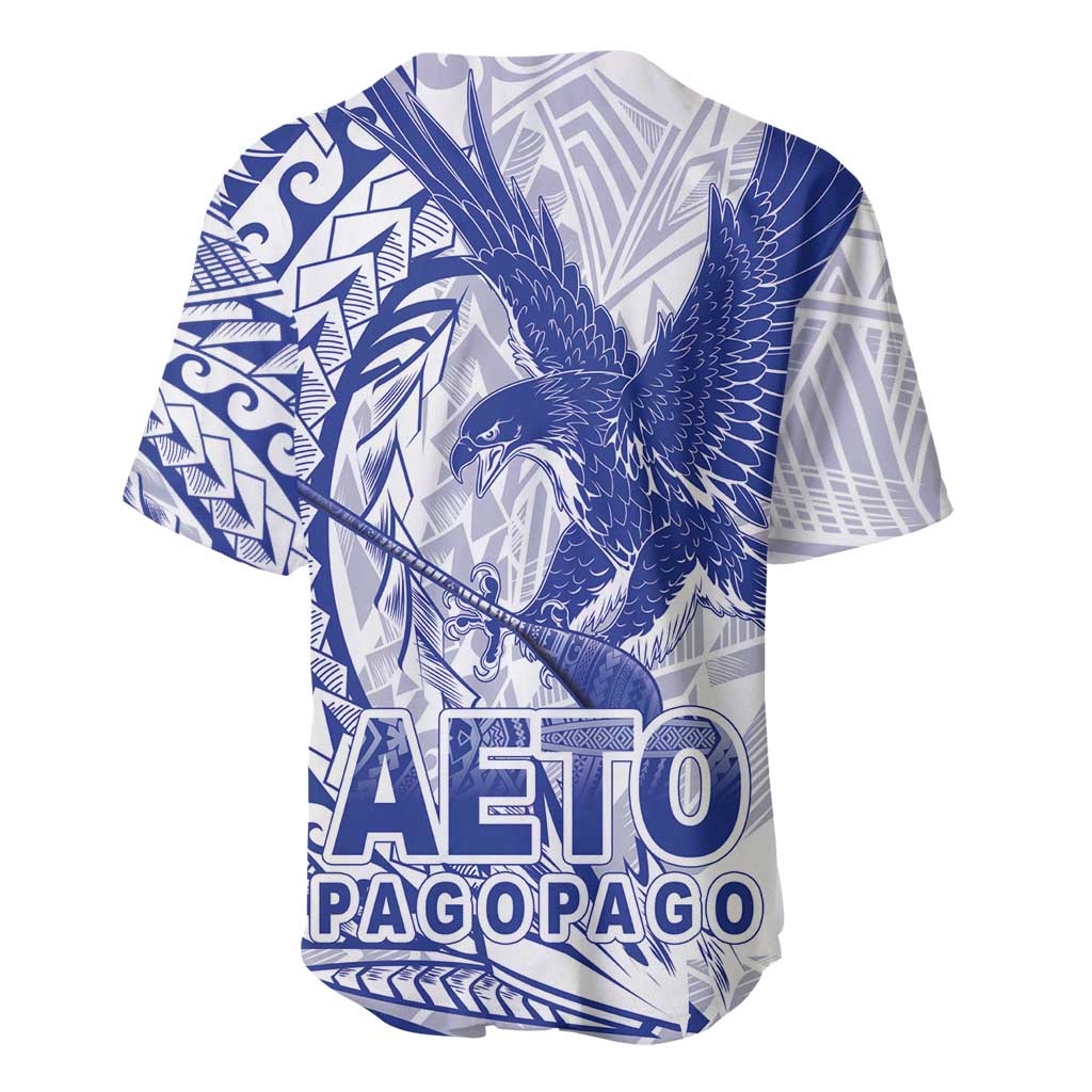 Samoa Pago Pago Aeto Baseball Jersey Wingstyle Blue-White Color - Polynesian Pride