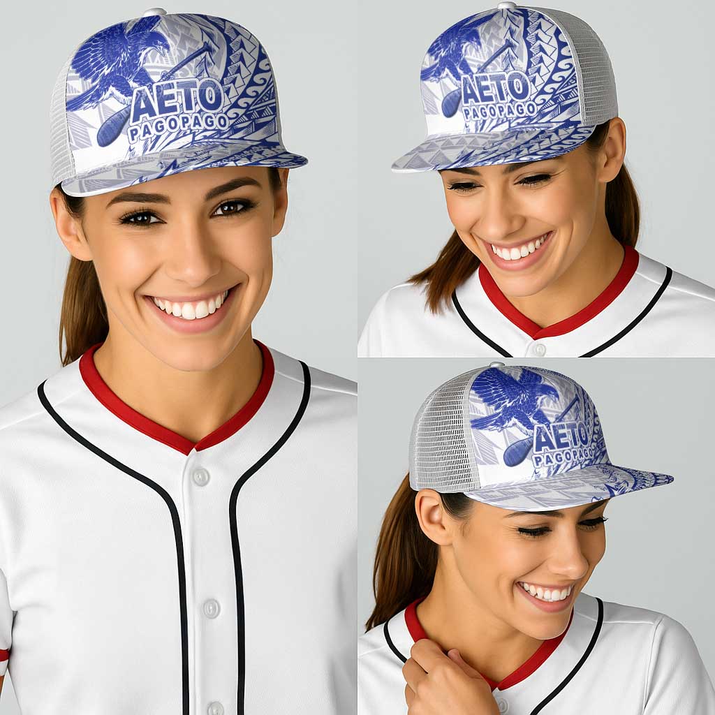 American Samoa Pago Pago Aeto Baseball Net Cap Wingstyle Blue-White Color - Polynesian Pride