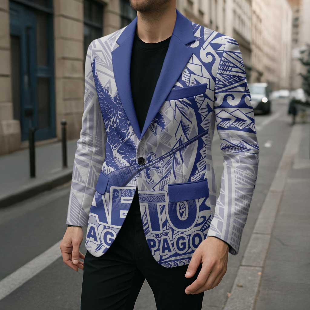 Samoa Pago Pago Aeto Blazer Wingstyle Blue-White Color - Polynesian Pride