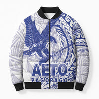 Samoa Pago Pago Aeto Bomber Puffer Jacket Wingstyle Blue-White Color - Polynesian Pride