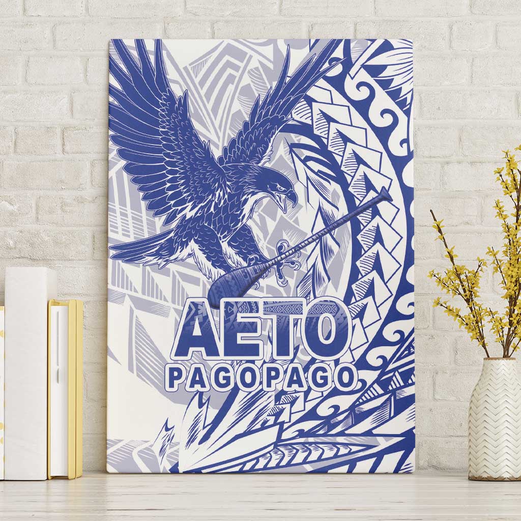 Samoa Pago Pago Aeto Canvas Wall Art Wingstyle Blue-White Color - Polynesian Pride