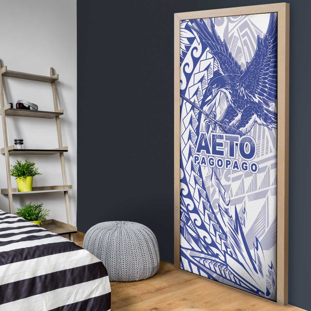Samoa Pago Pago Aeto Door Cover Wingstyle Blue-White Color - Polynesian Pride