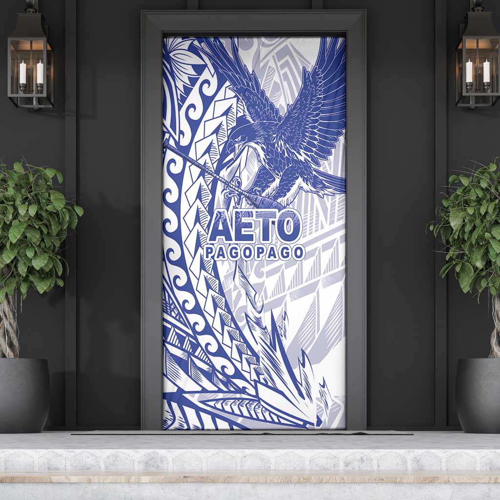 Samoa Pago Pago Aeto Door Cover Wingstyle Blue-White Color - Polynesian Pride