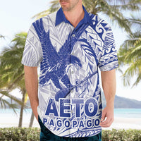 Samoa Pago Pago Aeto Hawaiian Shirt Wingstyle Blue-White Color - Polynesian Pride