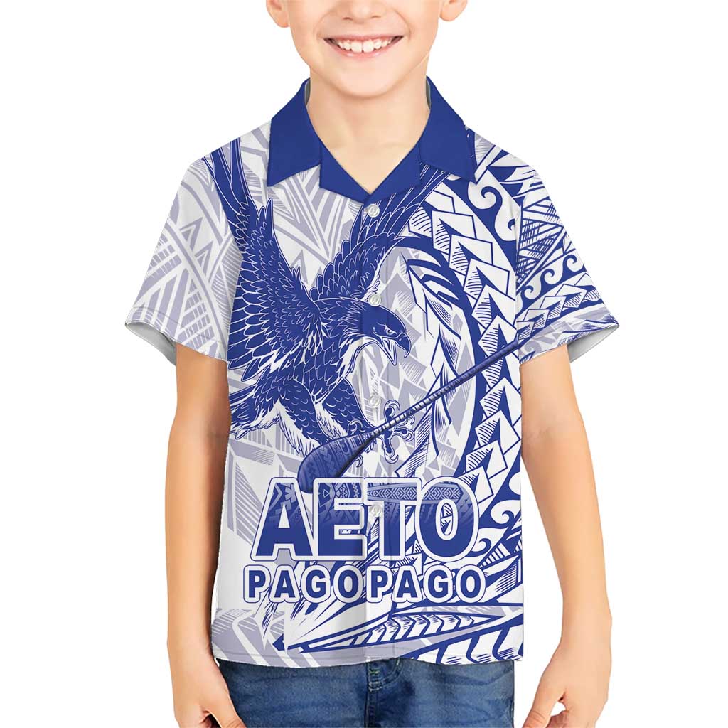 Samoa Pago Pago Aeto Hawaiian Shirt Wingstyle Blue-White Color - Polynesian Pride