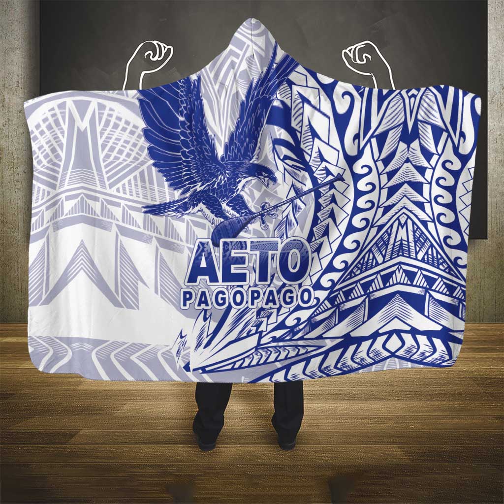Samoa Pago Pago Aeto Hooded Blanket Wingstyle Blue-White Color - Polynesian Pride