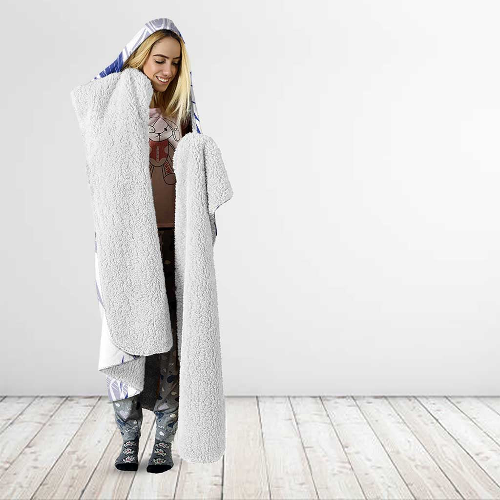 Samoa Pago Pago Aeto Hooded Blanket Wingstyle Blue-White Color - Polynesian Pride