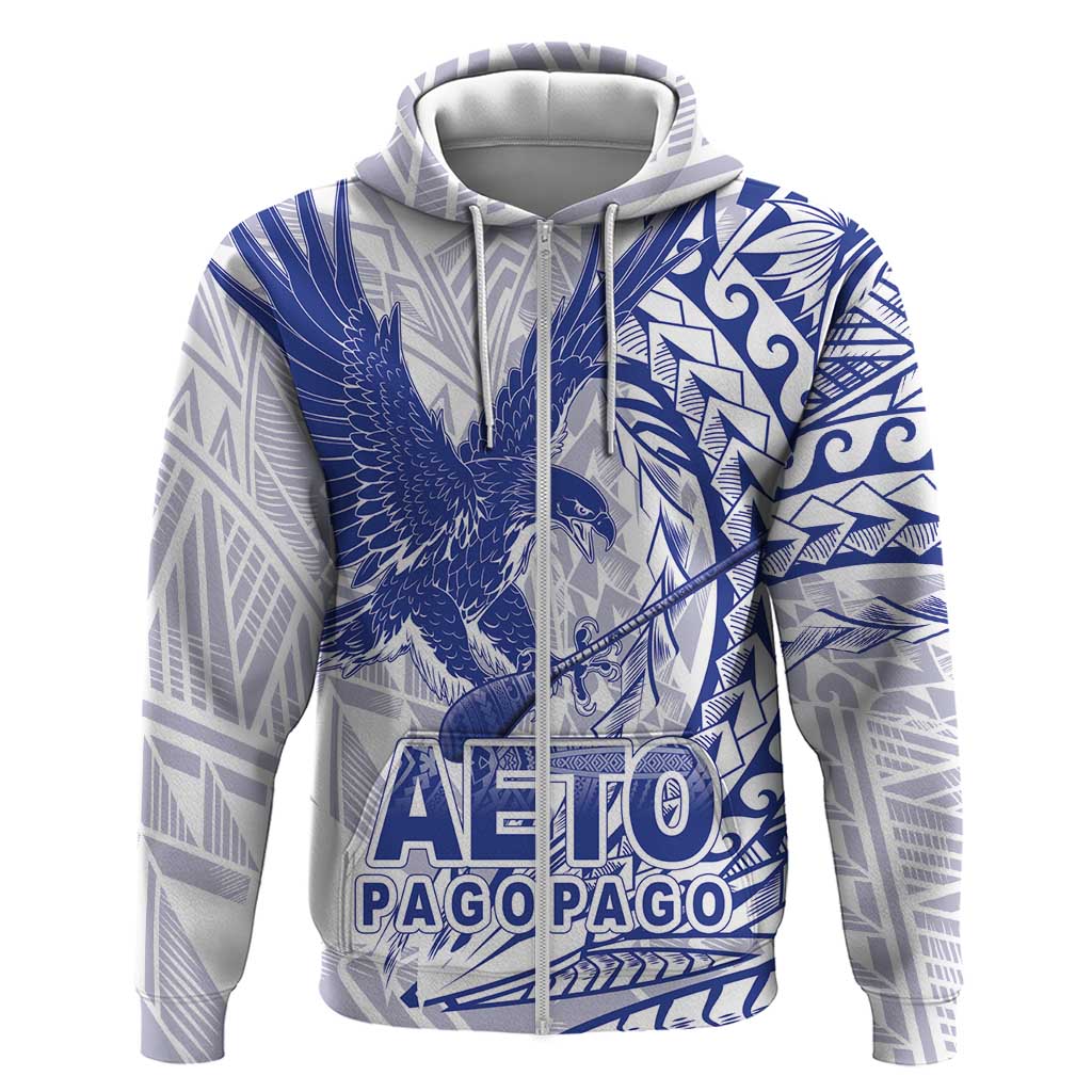 Samoa Pago Pago Aeto Hoodie Wingstyle Blue-White Color - Polynesian Pride